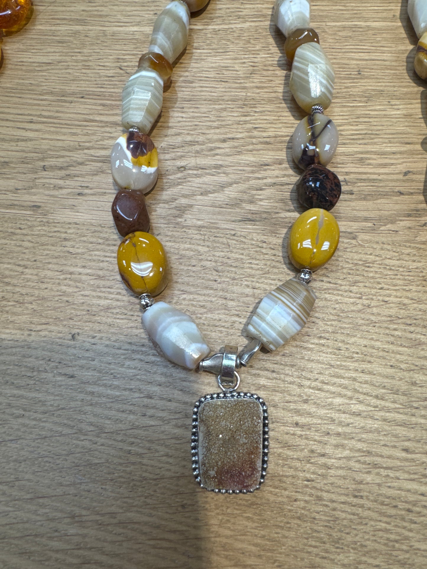 Square Geode Large Stone Bead Necklace