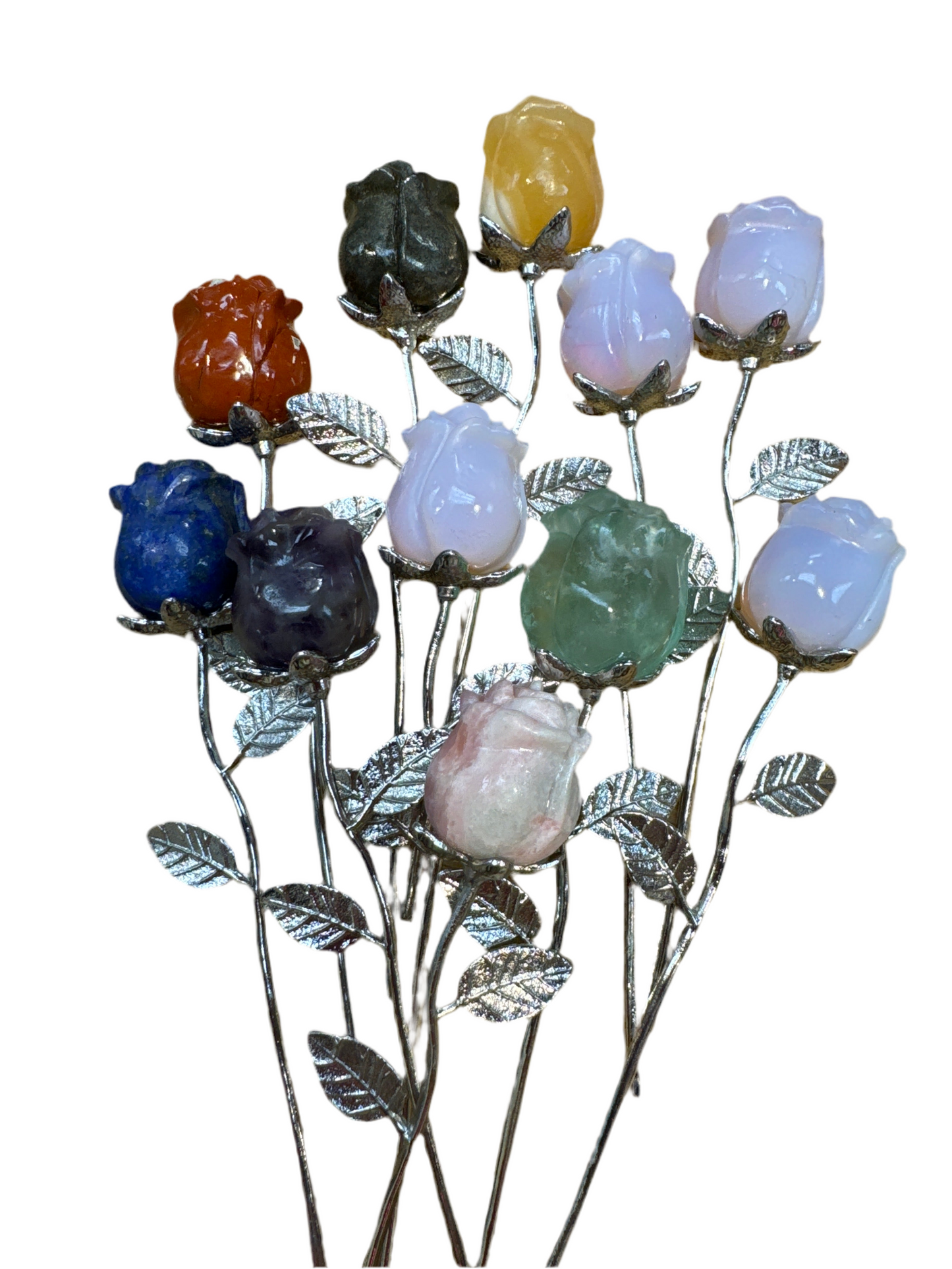 Crystal Gemstone Rose On Silver Stem | Crystal Roses