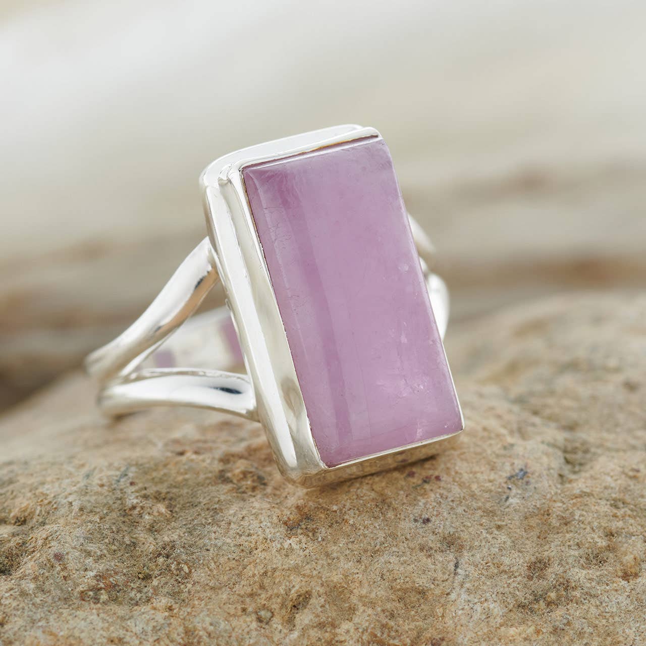 Kunzite Sterling Silver Ring Size 6
