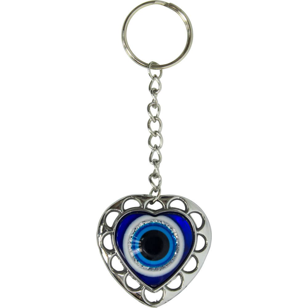 Puffed Heart Evil Eye Talisman Key Ring