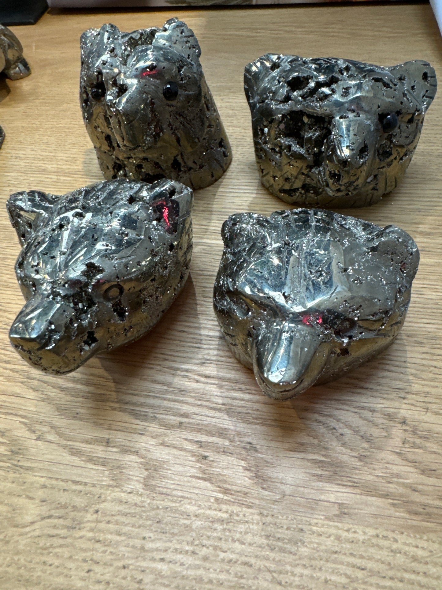 Hand Carved Pyrite Bear