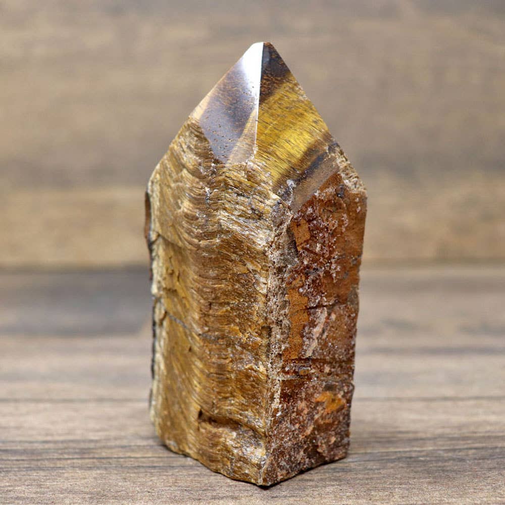 Tiger's Eye Point with Semi-Rough Natural Base