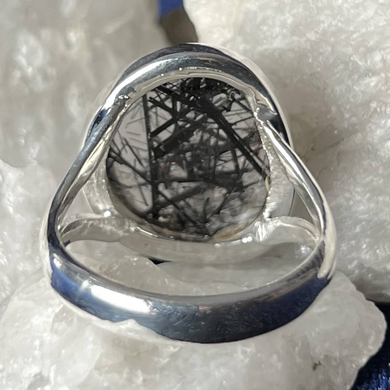Black Rutile Sterling Silver Ring (Size 6)