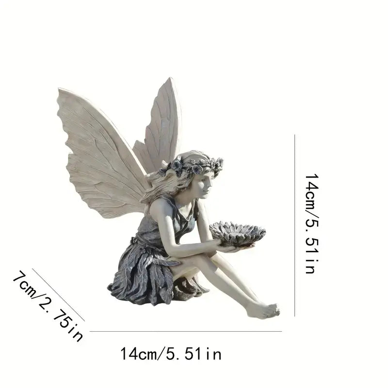 Flower Fairy Statue with Angel Wings