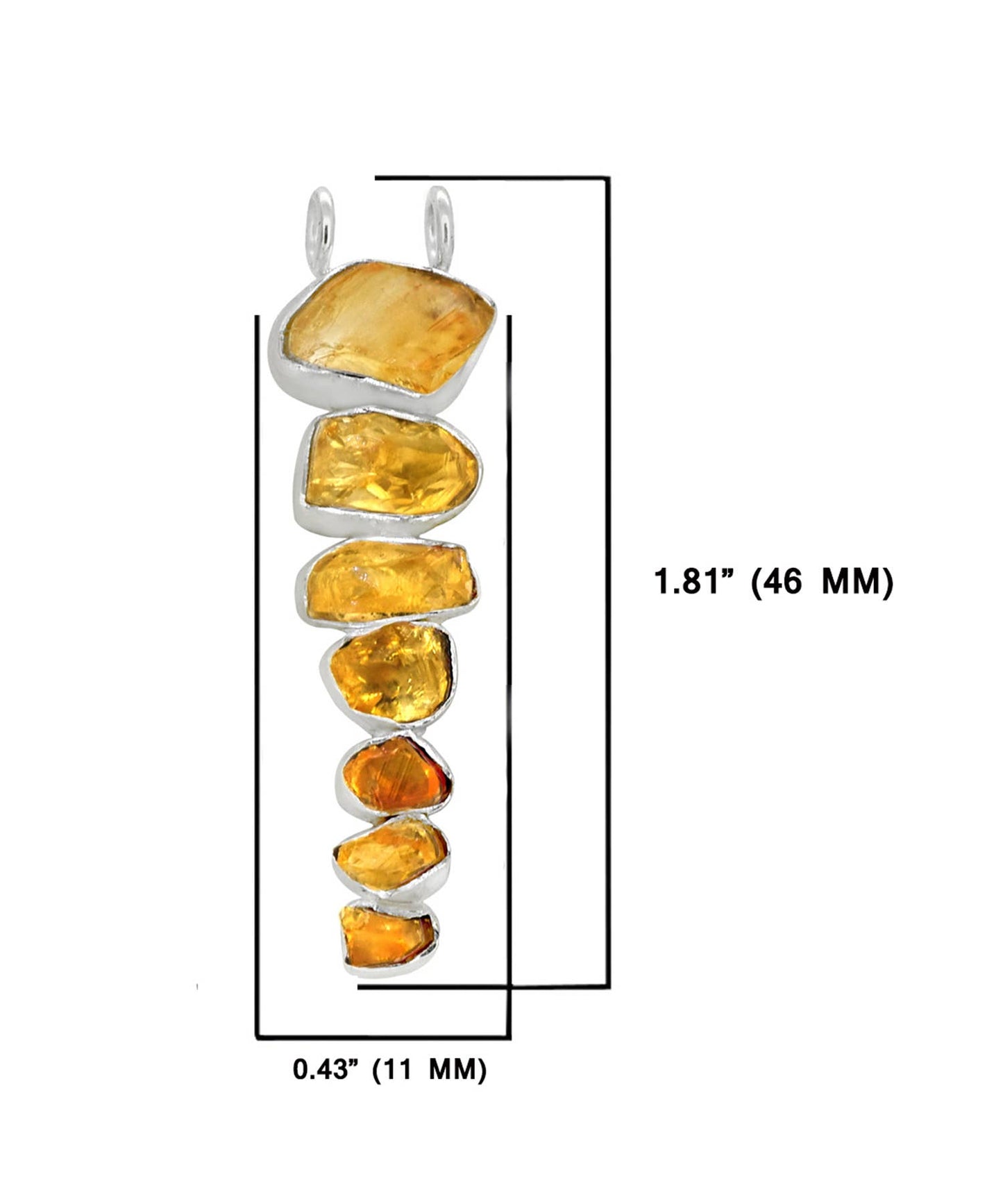 Natural Citrine Chain Pendant 925 Sterling Silver Jewelry