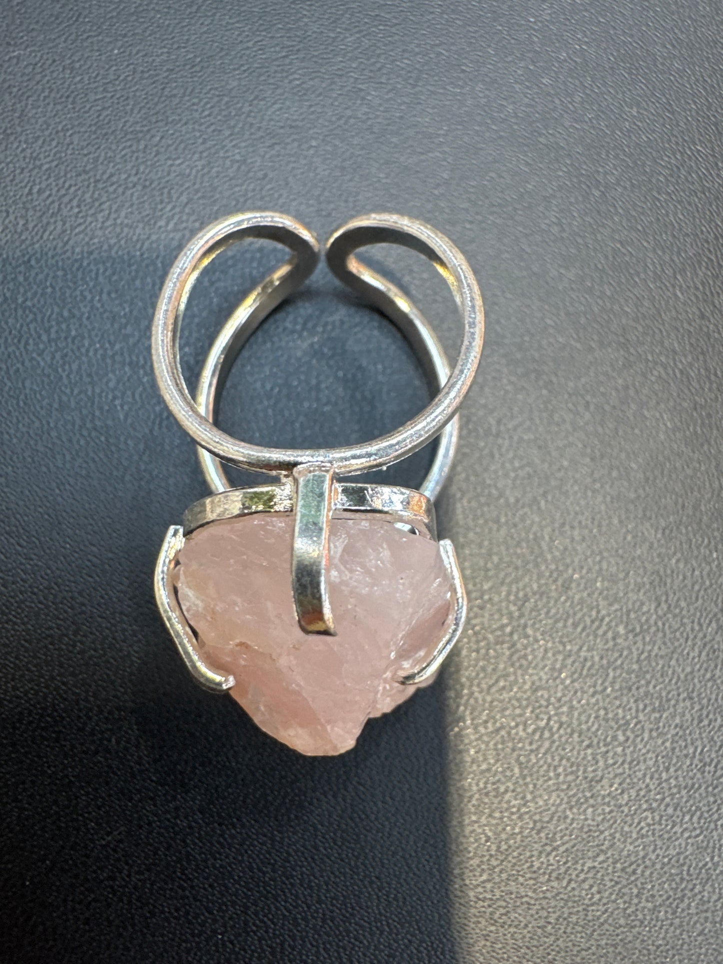 Raw Rose Quartz ring adjustable - Origems