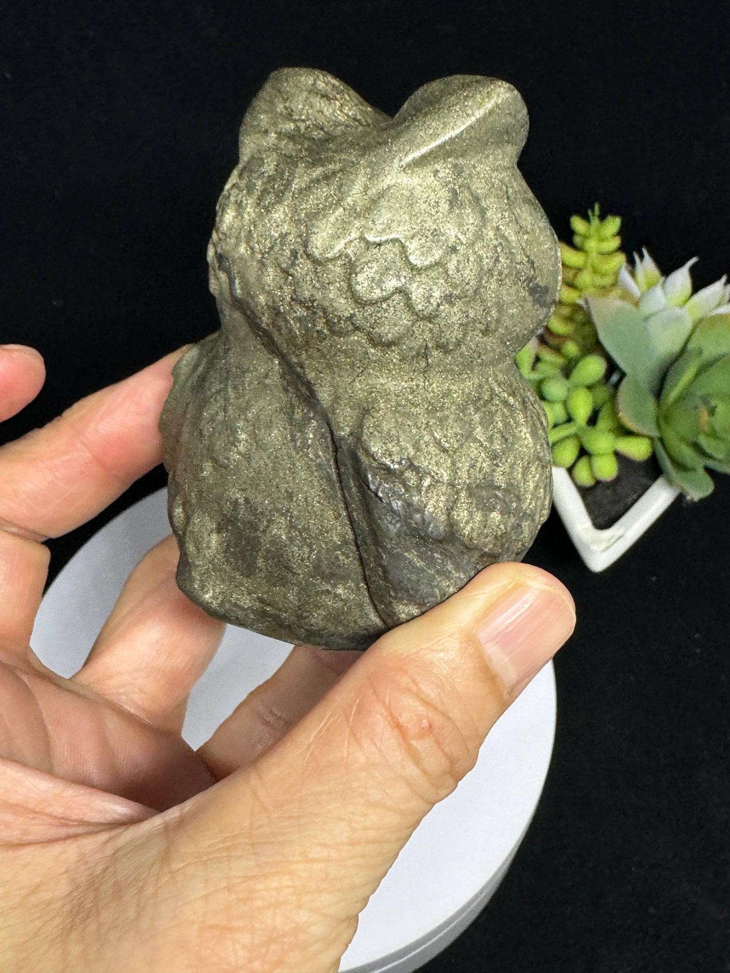 3" Pyrite Owl Statue