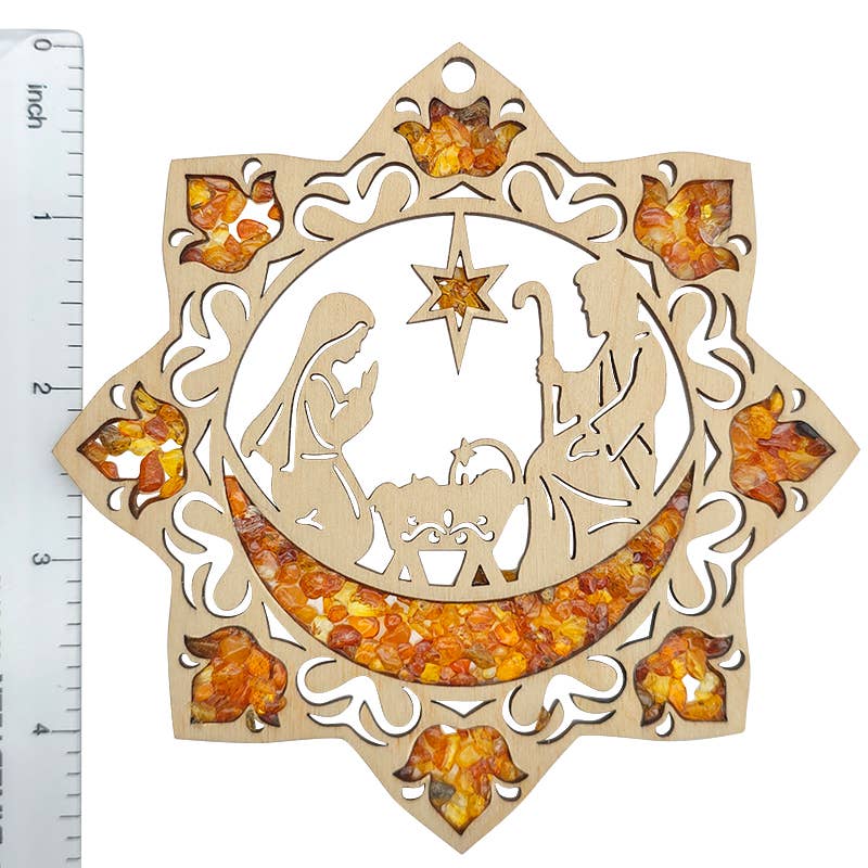Amber Nativity Suncatcher And Magnet Decor