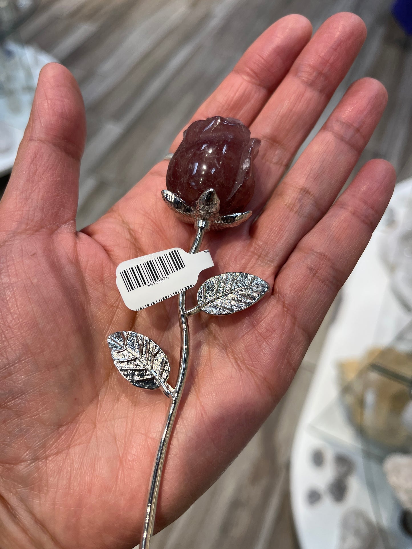 Crystal Gemstone Rose On Silver Stem | Crystal Roses