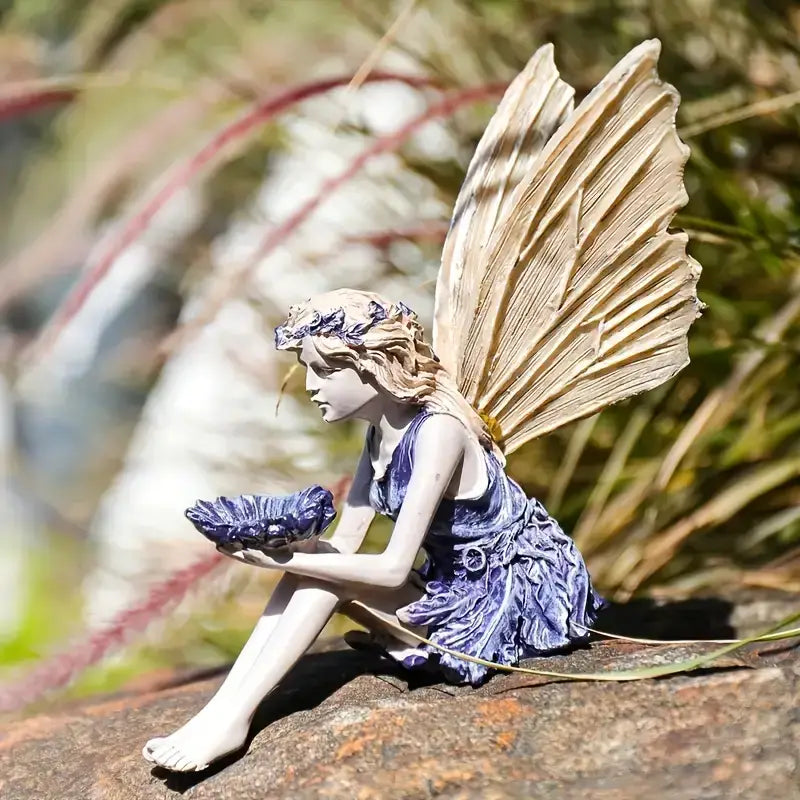 Flower Fairy Statue with Angel Wings