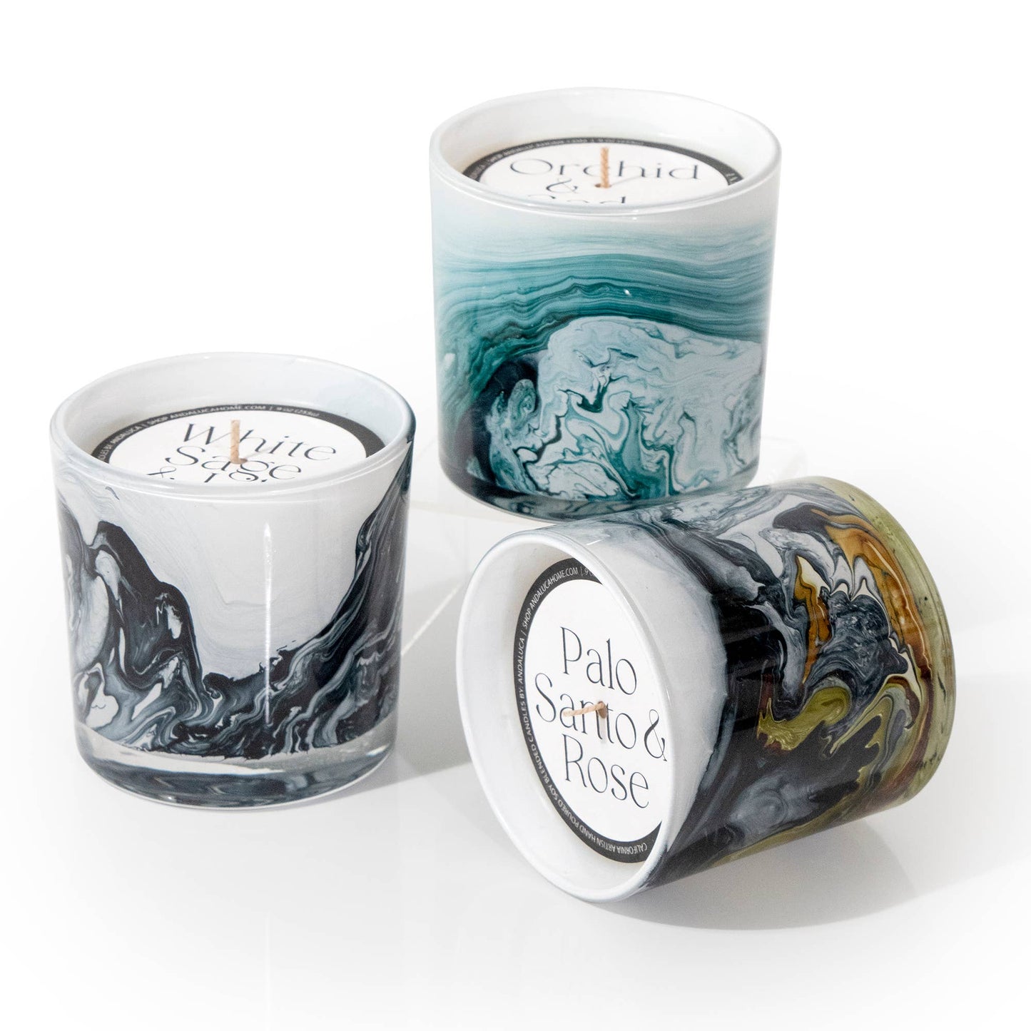 Palo Santo & Rose 14 oz. Swirl Glass Candle