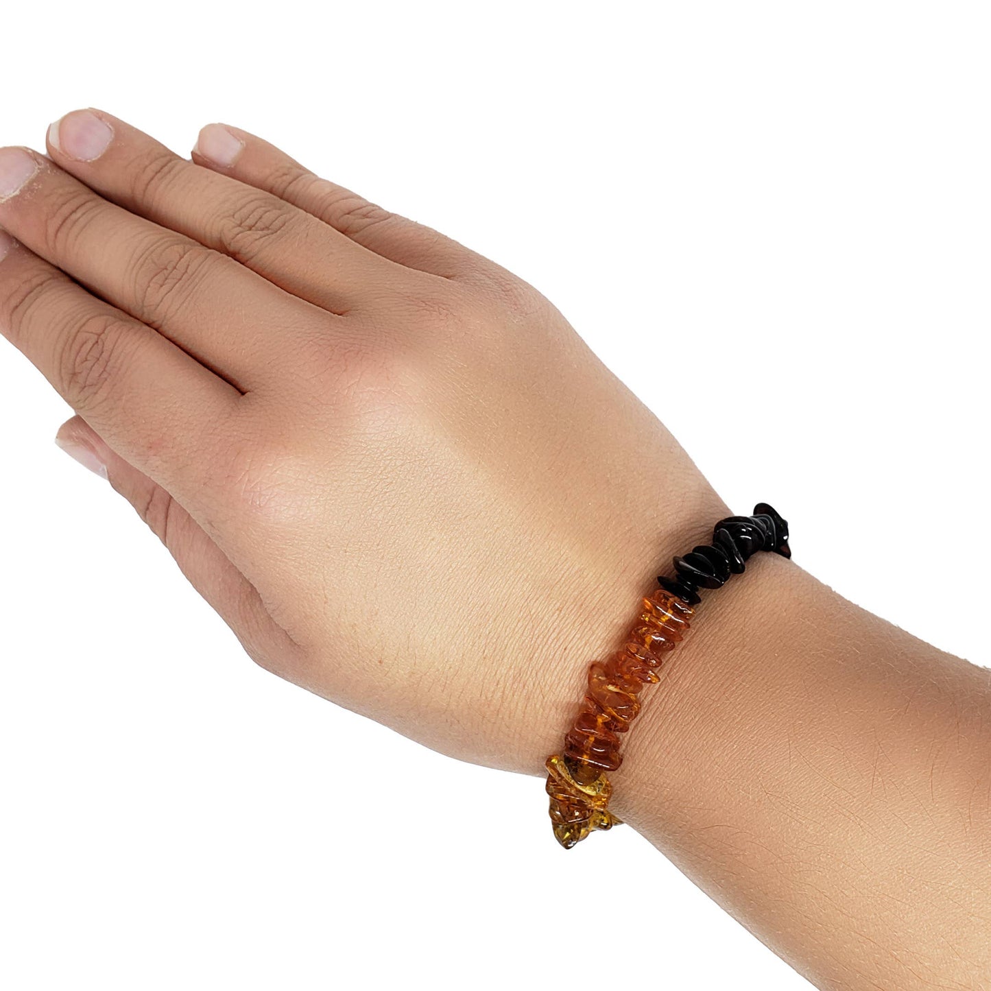 Premium Genuine Baltic Amber Raw & Chip Multi-Color Rainbow Stretch Bracelet