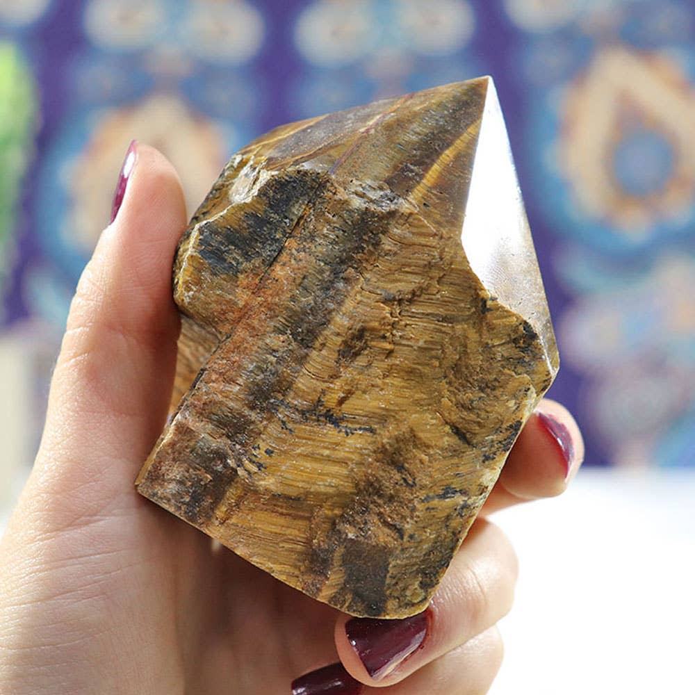 Tiger's Eye Point with Semi-Rough Natural Base
