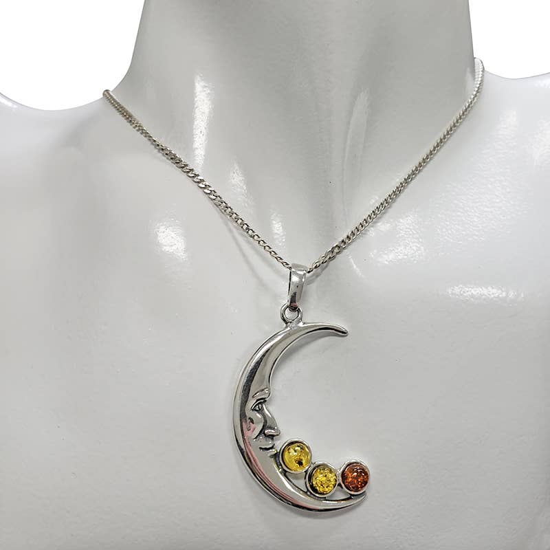 Moon Multi-Color Sterling Silver Pendant