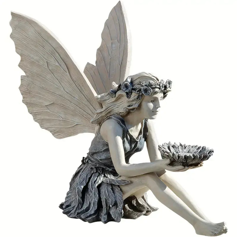 Flower Fairy Statue with Angel Wings