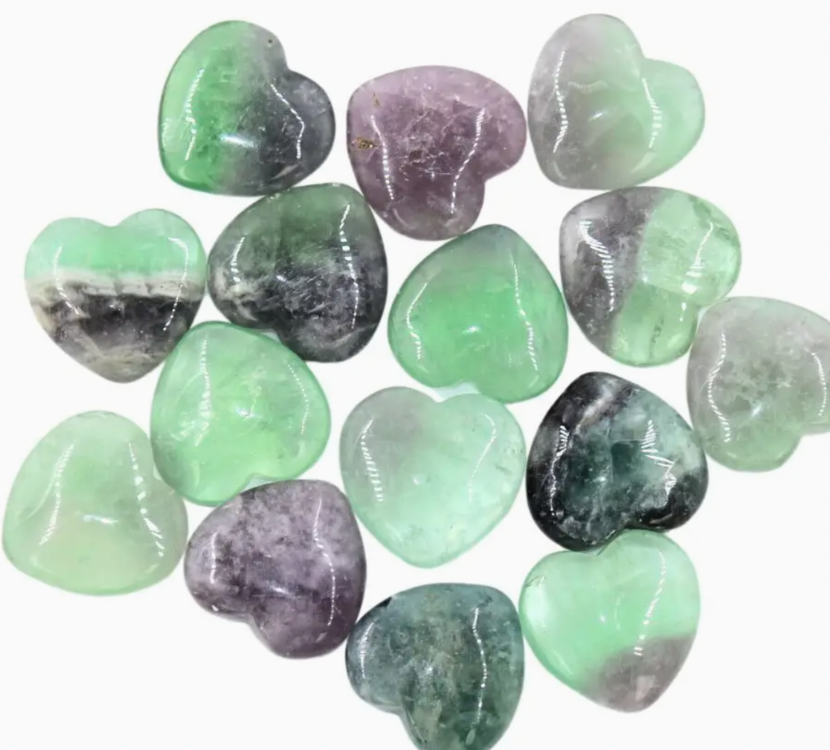 Fluorite Heart Tumbled Pocket Stone