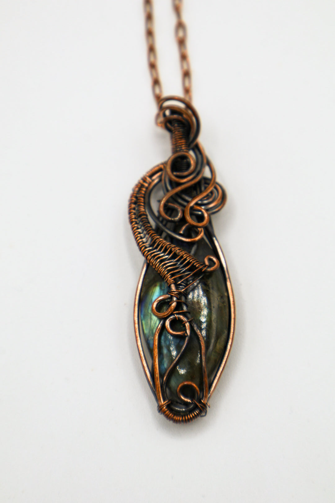 Labradorite Handmade Copper Wrapped Pendant with Gemstone