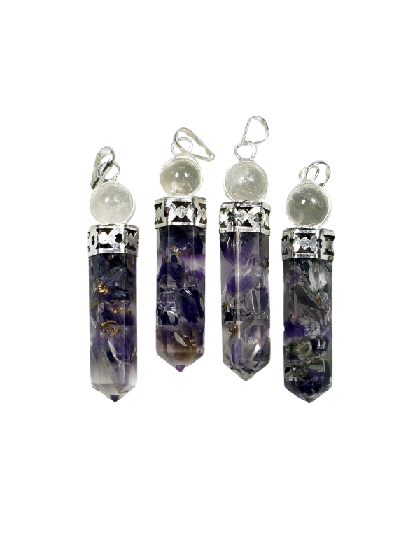 Amethyst Orgonite Point with Crystal Ball Pendant
