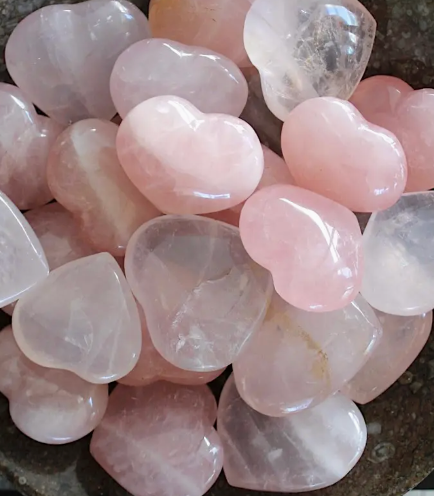 Rose Quartz Hearts Tumbled Pocket Stone (Large)