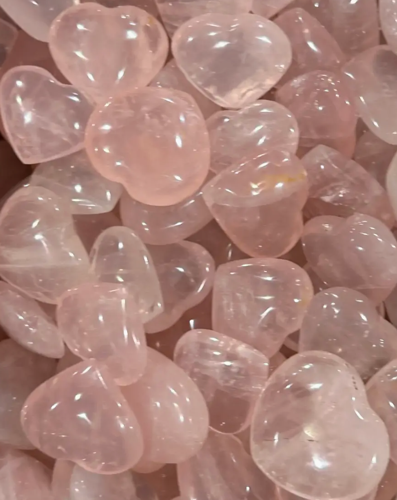 Rose Quartz Hearts Tumbled Pocket Stone (Small)