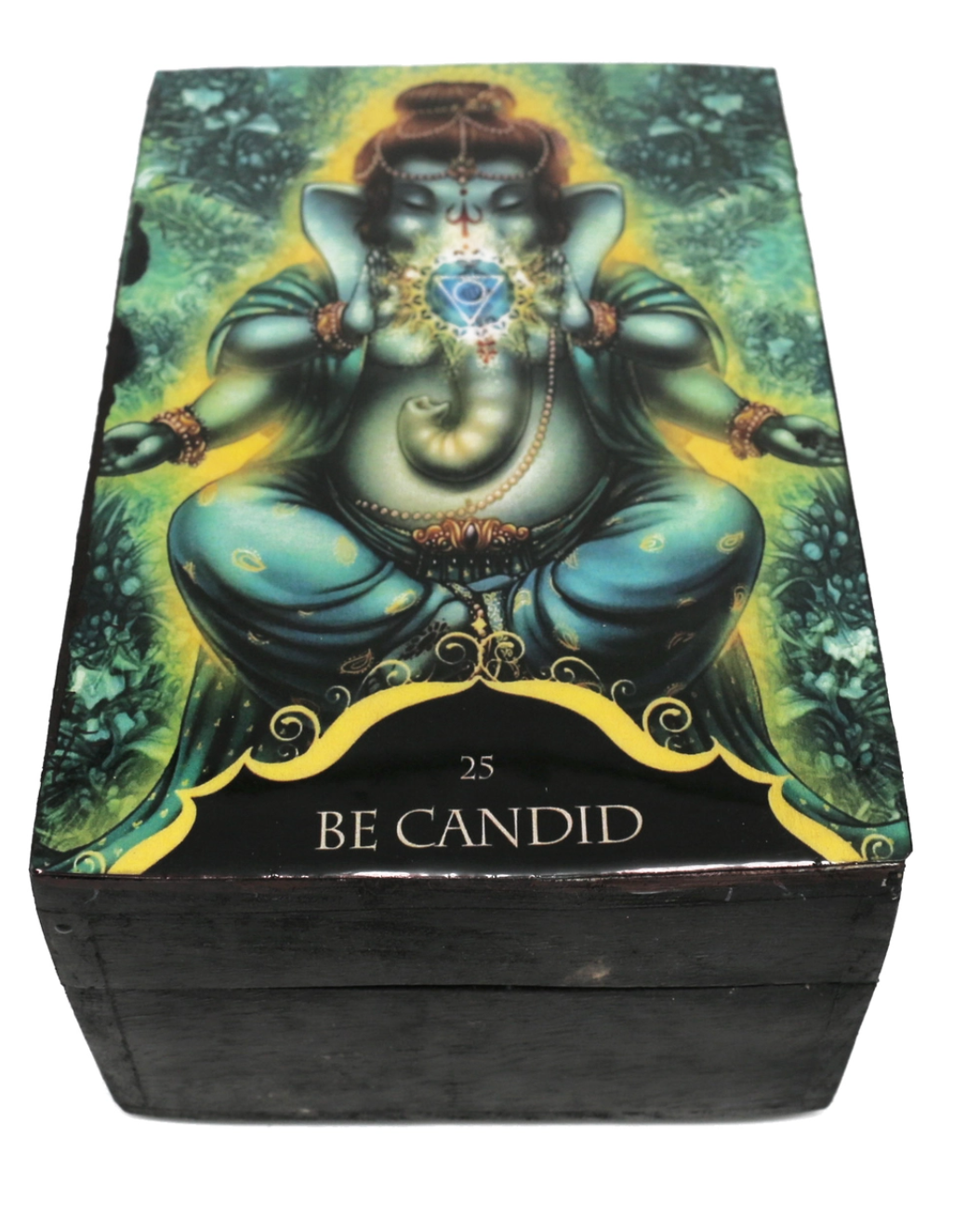 Ganesha Themed Black Wooden Jewerly or Tarot Storage Box