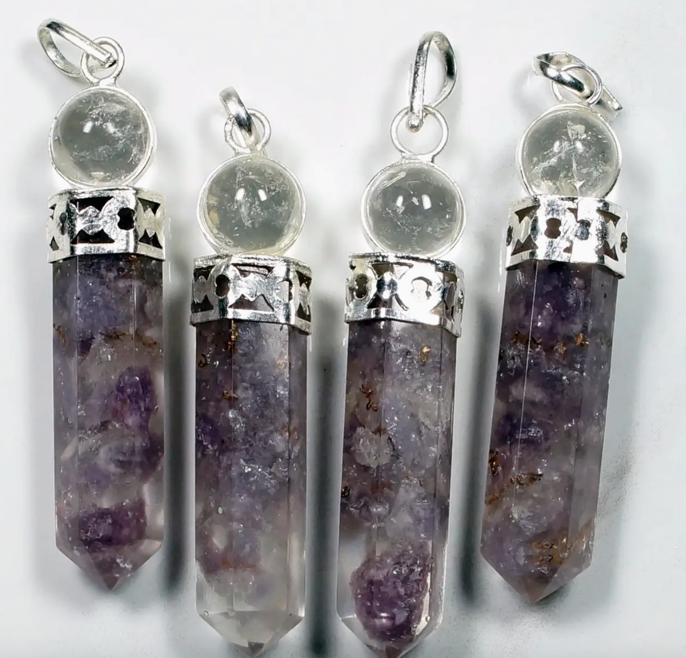 Lepidolite Orgonite Point Pendant w/ Crystal Ball