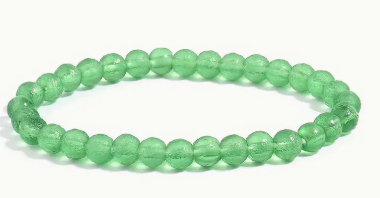 8 mm Green Moldavite Czech Meteorite Bracelet