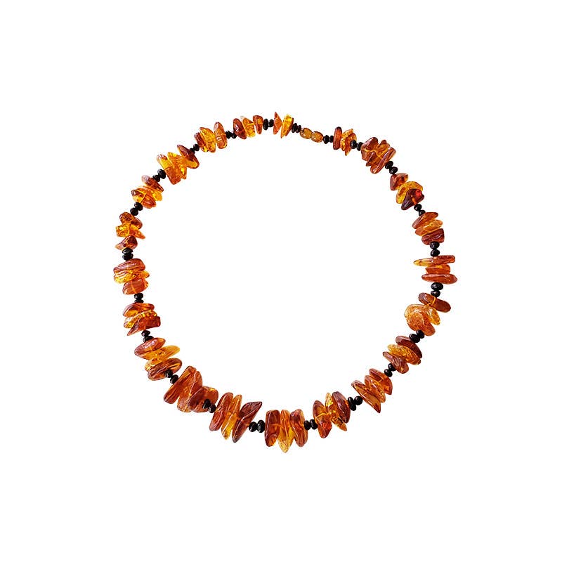 Multi-Color Amber Necklace with Black Separator Beads