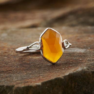 Carnelian Double Terminated Ring (Size 5)