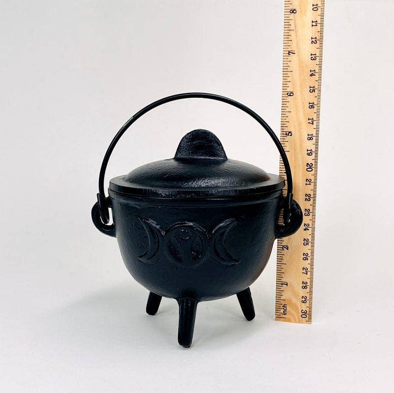 Crystal Cauldron with Triple Moon Accent Halloween Decor