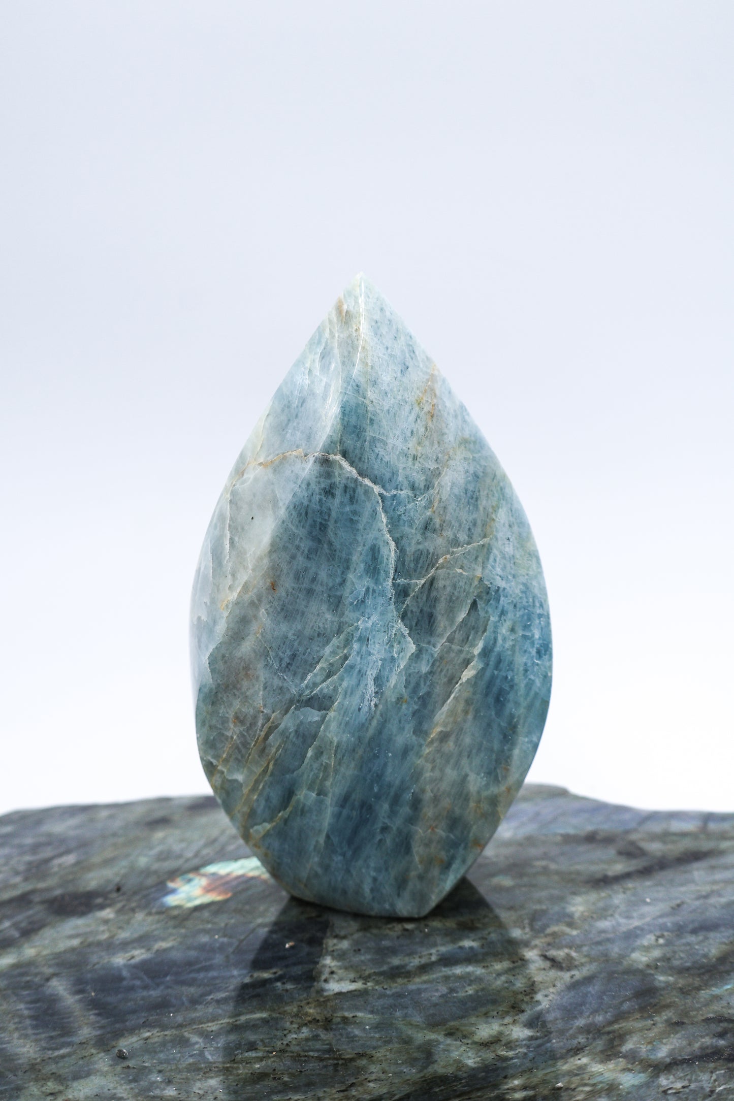 Aquamarine Flame Crystal Display Piece