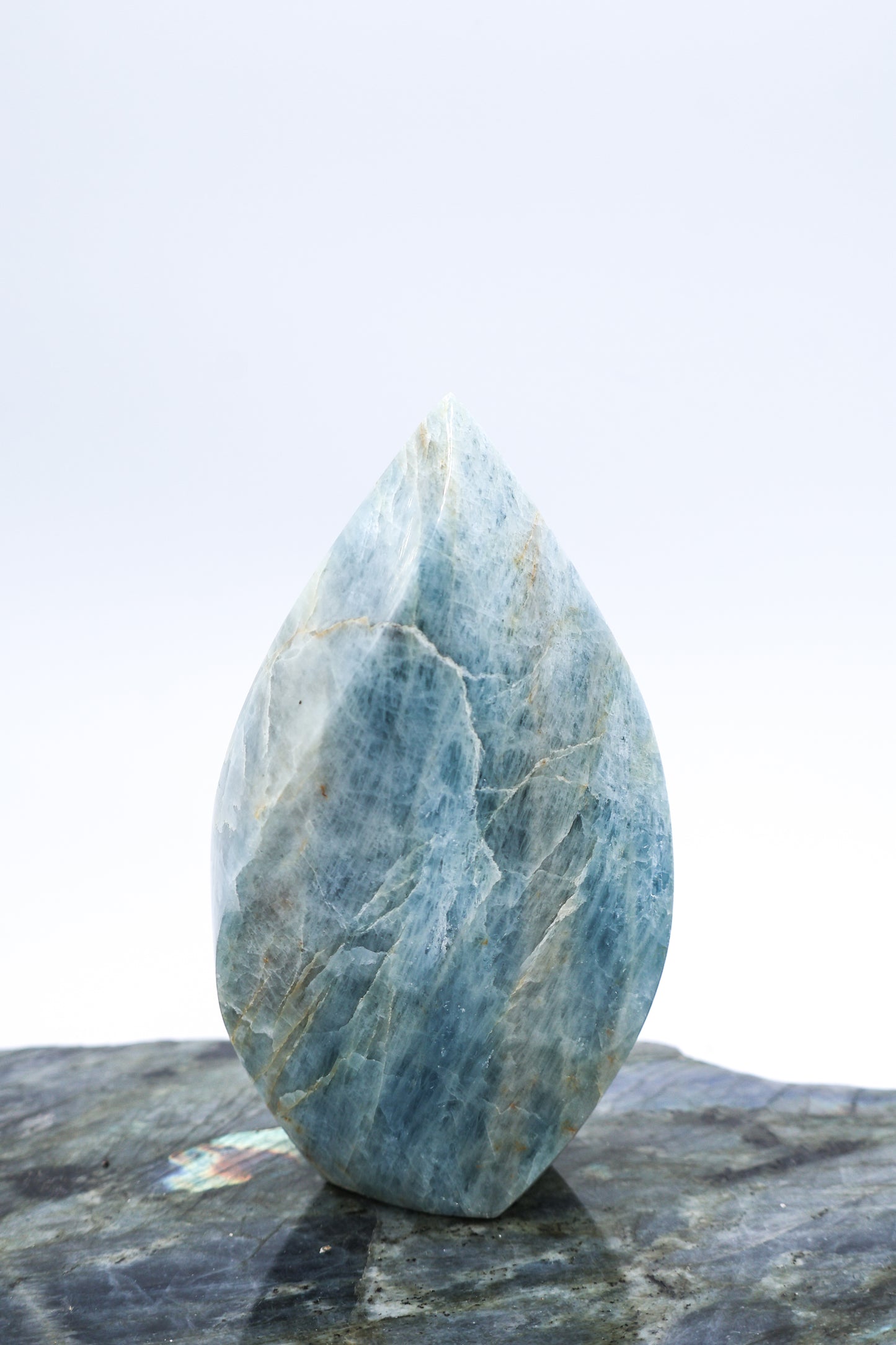 Aquamarine Flame Crystal Display Piece