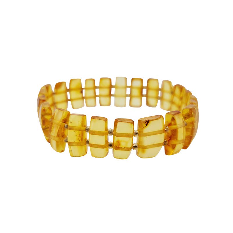Amber Bracelet with Rectangular Beads
