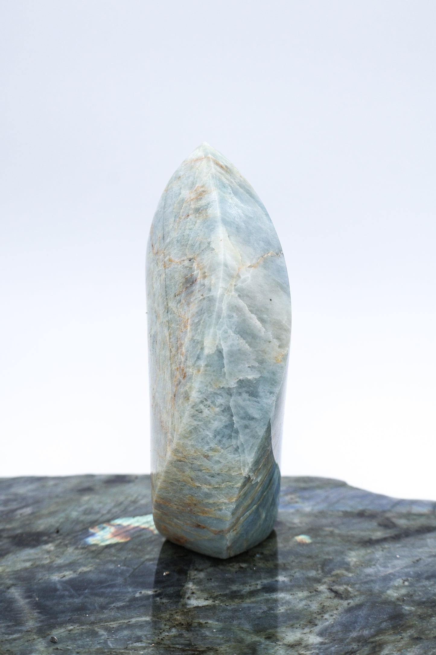 Aquamarine Flame Crystal Display Piece