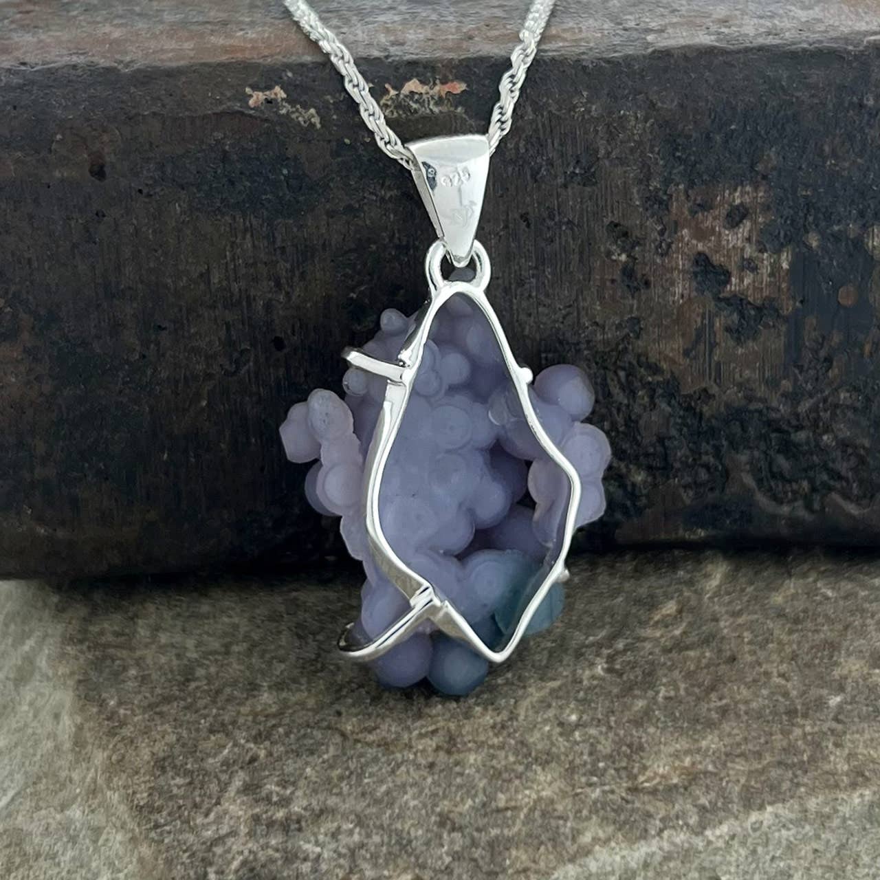 Grape Agate Druzy Pendant