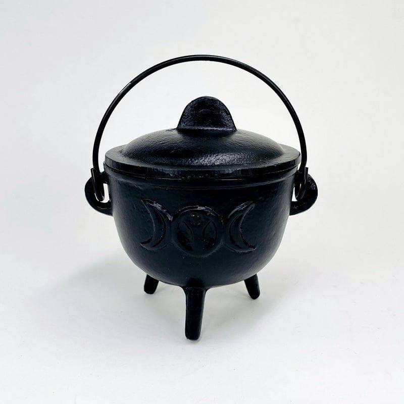 Crystal Cauldron with Triple Moon Accent Halloween Decor