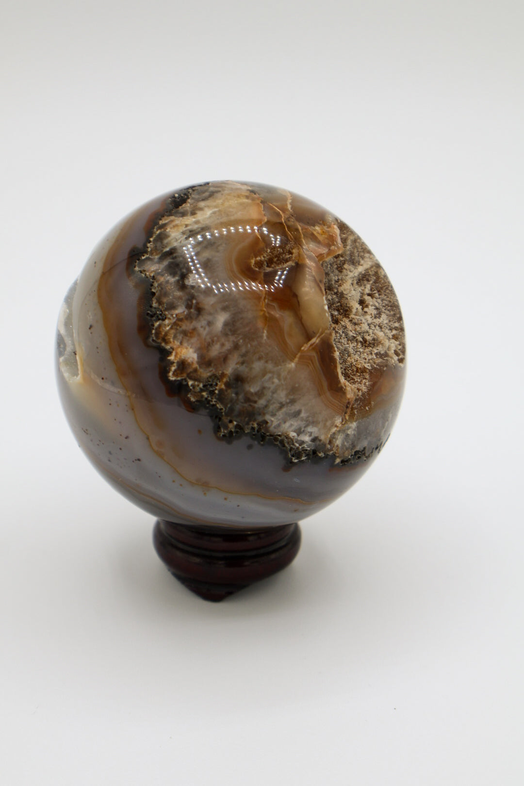 Dark Brown Agate Druzy Sphere