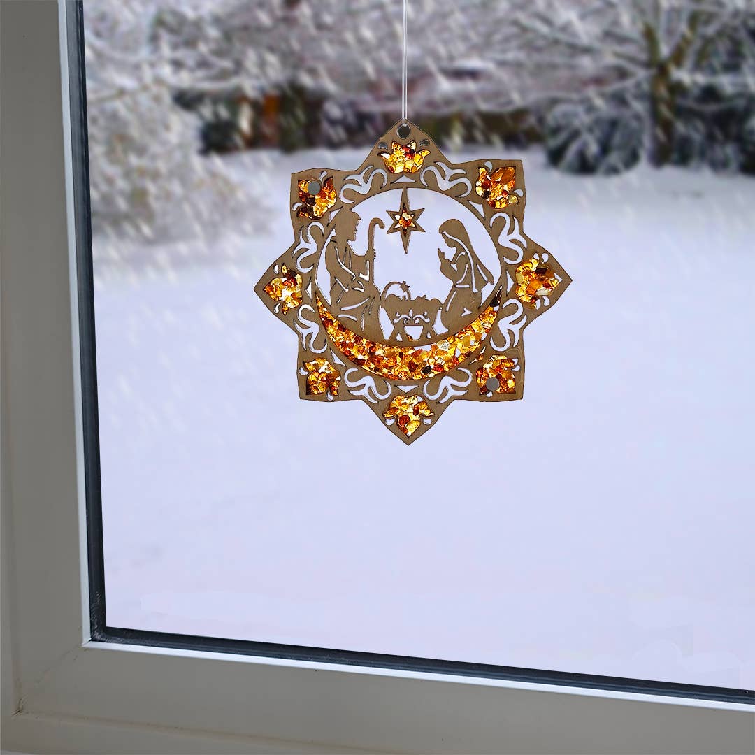 Amber Nativity Suncatcher And Magnet Decor
