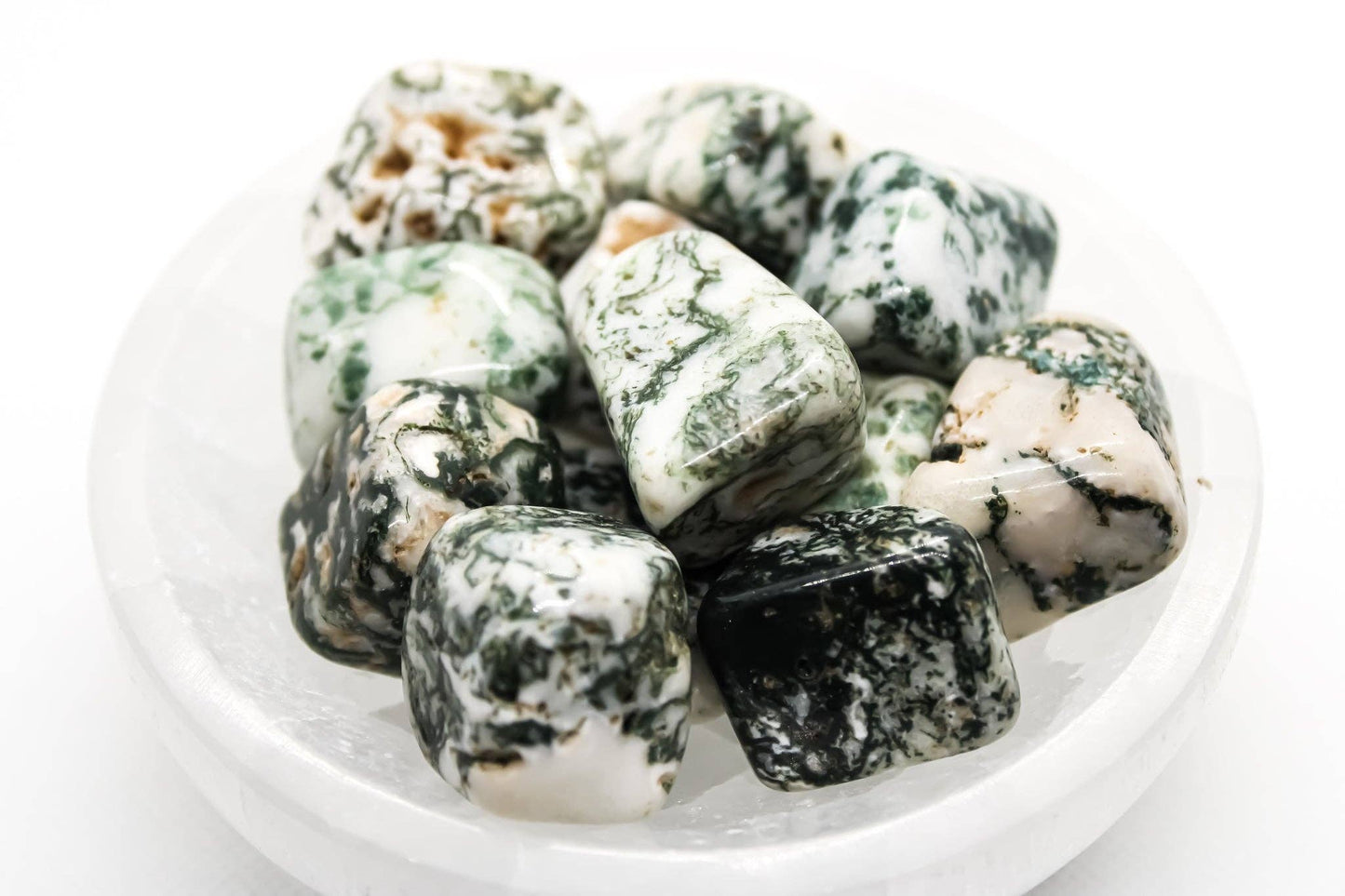 Moss Agate Tumbled Pocket Stone | 20-30mm