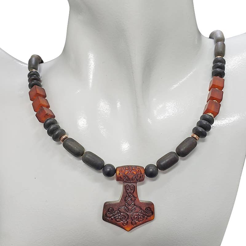 Thor's Hammer Multi-Color Amber Beaded Necklace