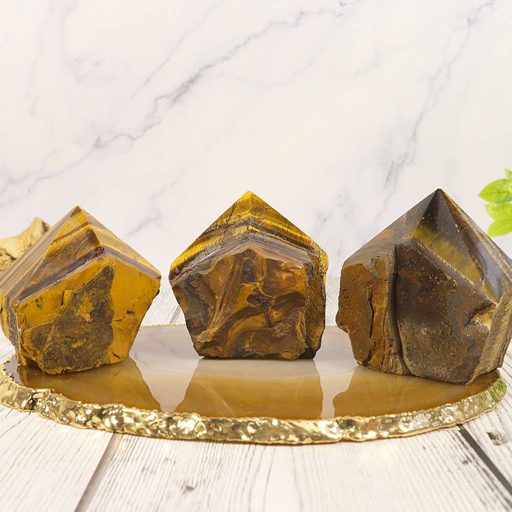 Tiger's Eye Point with Semi-Rough Natural Base