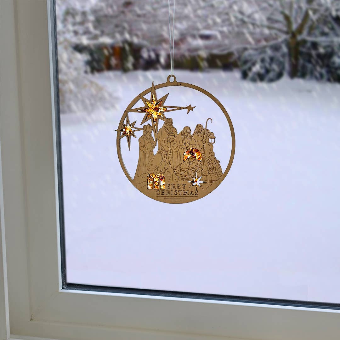 Amber Nativity Suncatcher And Magnet