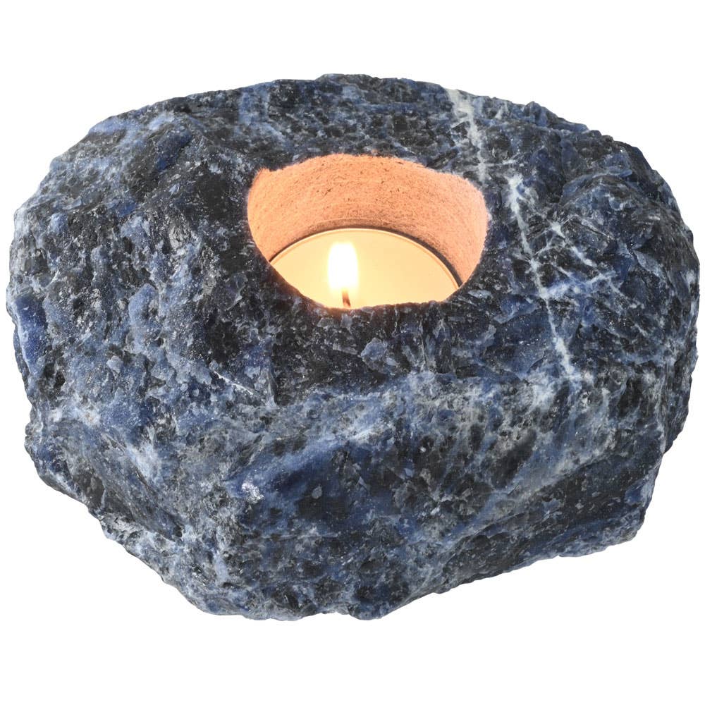 Raw Sodalite Candle Holder