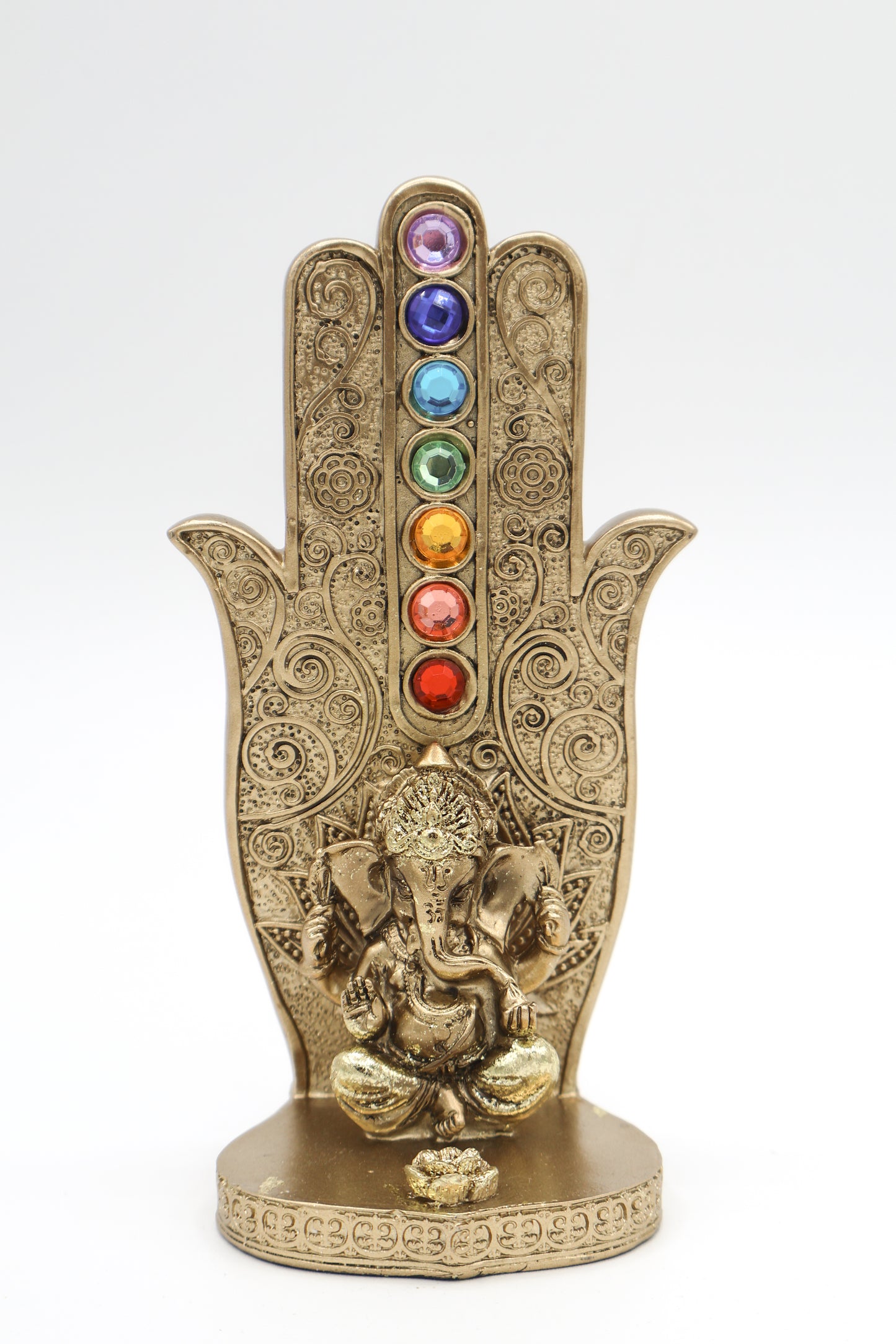 Gold Hamsa with Ganesha Chakra Incense Holder