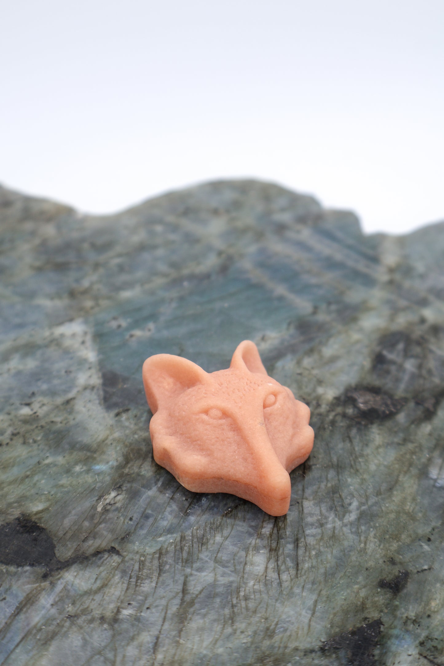 Gemstone Carved Wolf Head Assorted Pocket Stone