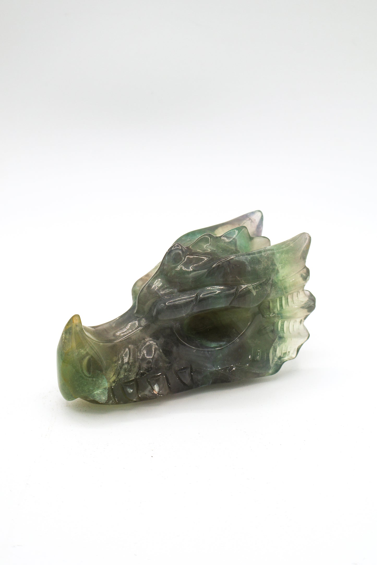 Handcarved Fluorite Dragon Head Crystal Decor