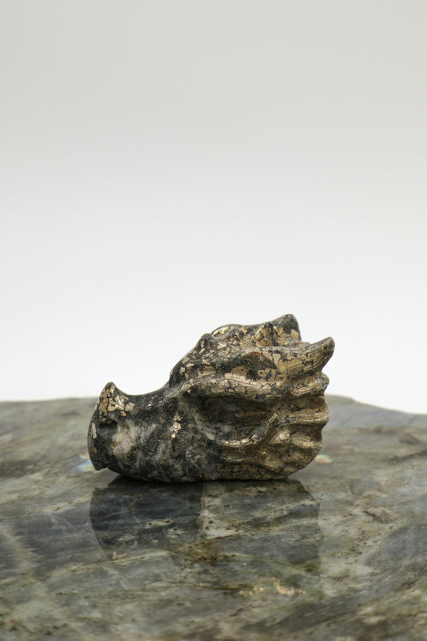 Carved Pyrite Dragon Head