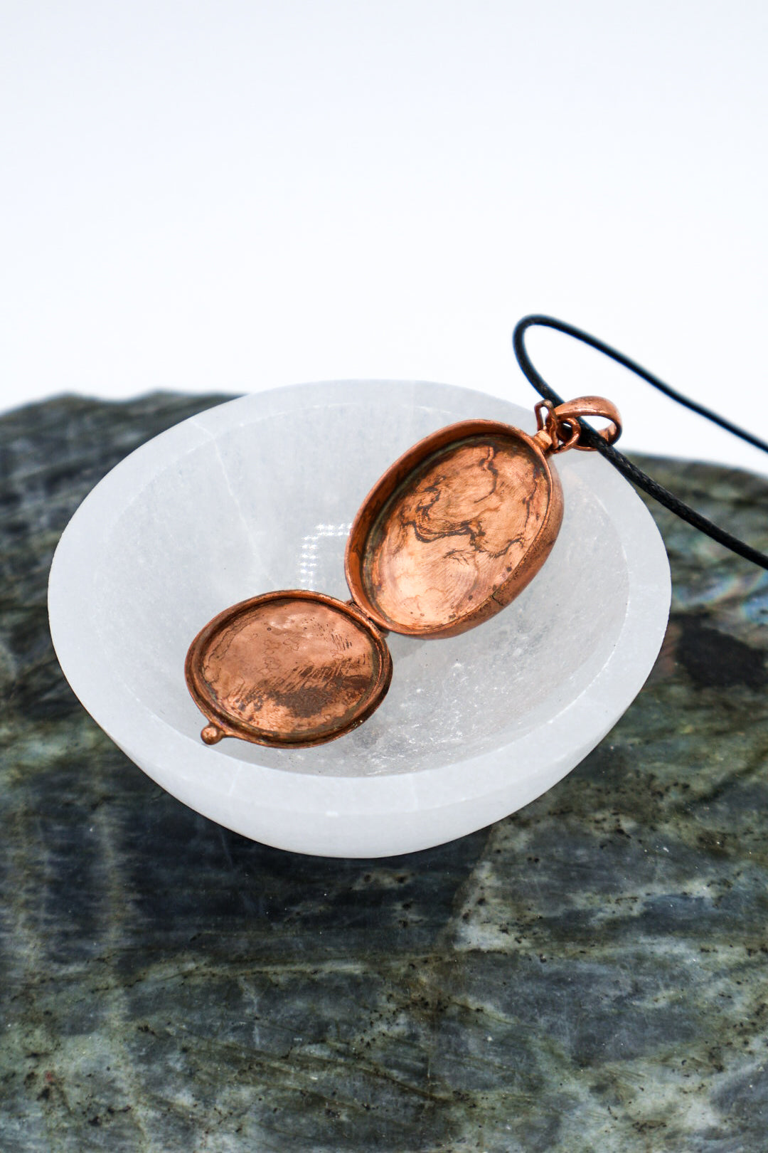 Copper Intention Necklace With Gemstone | Poison Locket Box Pendant or Cylinder