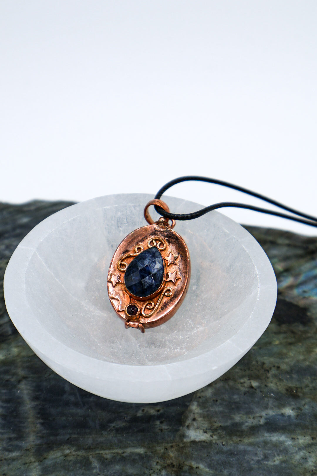 Copper Intention Necklace With Gemstone | Poison Locket Box Pendant or Cylinder
