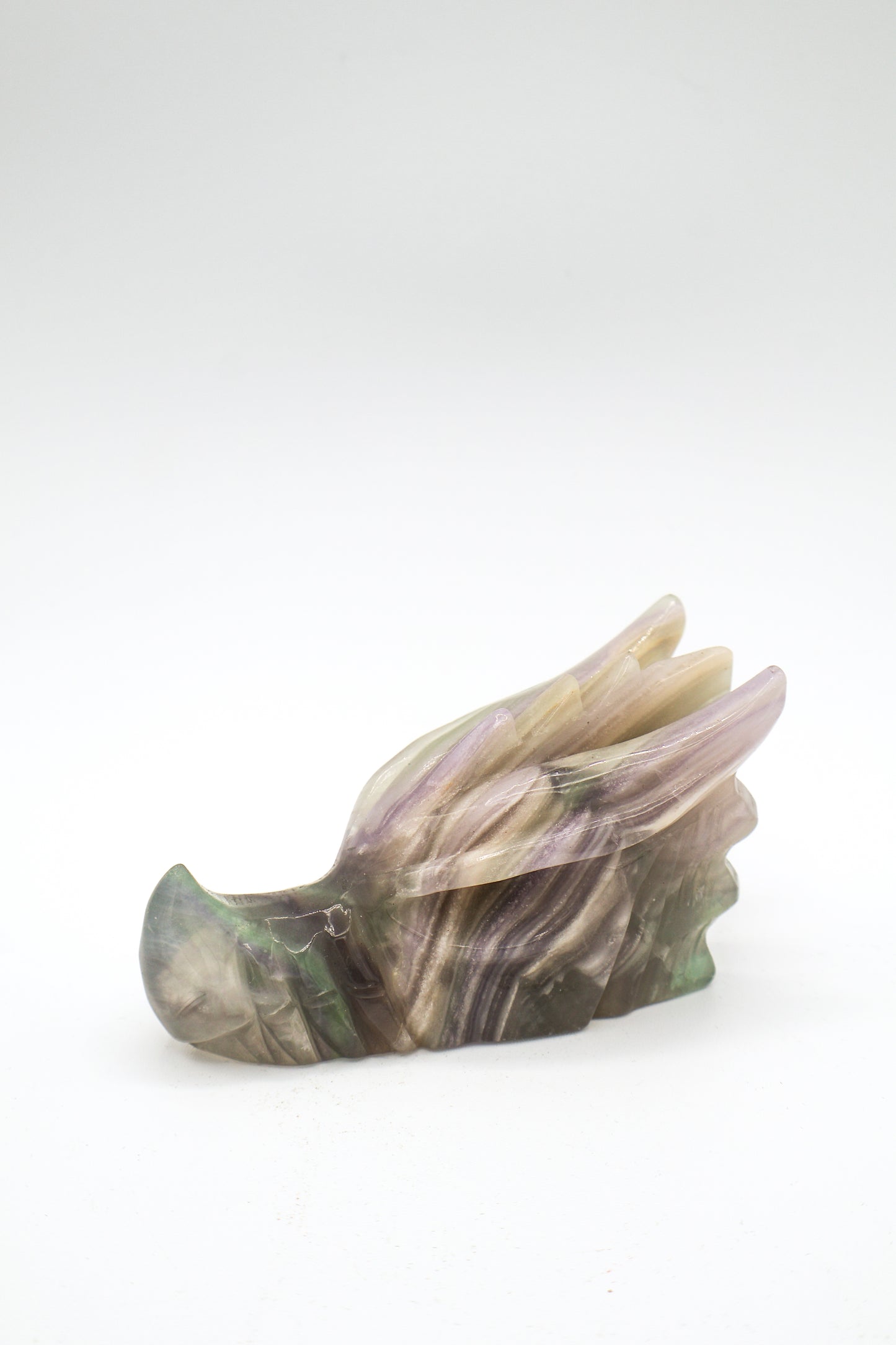 Handcarved Fluorite Dragon Head Crystal Decor